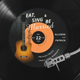 Guitar  Record Music Score Musician Wedding Kaart