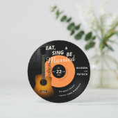 Guitar  Record Music Score Musician Wedding Kaart (Staand voorkant)