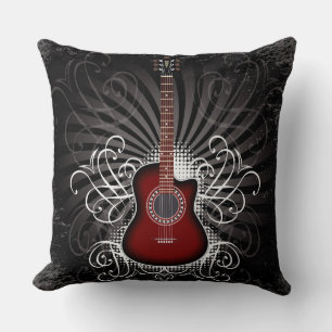 Guitar Red/Black Pillow Kussen