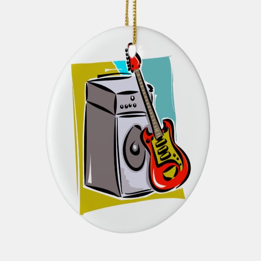 Guitar Red Leaning op Amp Graphic Keramisch Ornament (Rechts)