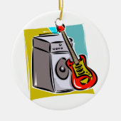 Guitar Red Leaning op Amp Graphic Keramisch Ornament (Voorkant)