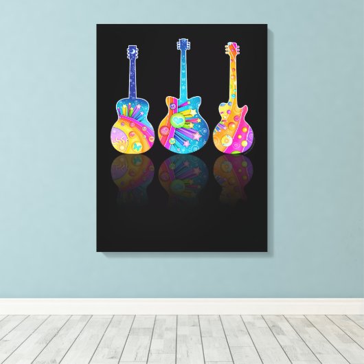 GUITAR REFLECTIONS CANVAS PRINT (Insitu (Houten vloer))