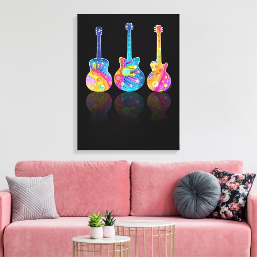  GUITAR REFLECTIONS CANVAS PRINT (Insitu (Woonkamer))