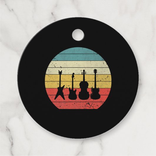 Guitar  Retro Sunset Guitar Music Gift Bedankjes Labels (Voorkant)