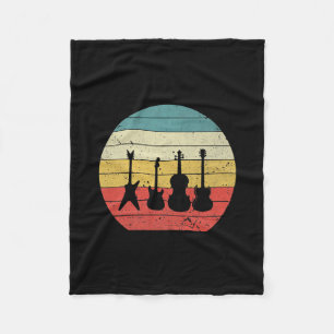 Guitar Retro Sunset Guitar Music Gift Fleece Deken