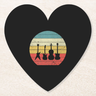 Guitar Retro Sunset Guitar Music Gift Kartonnen Onderzetters