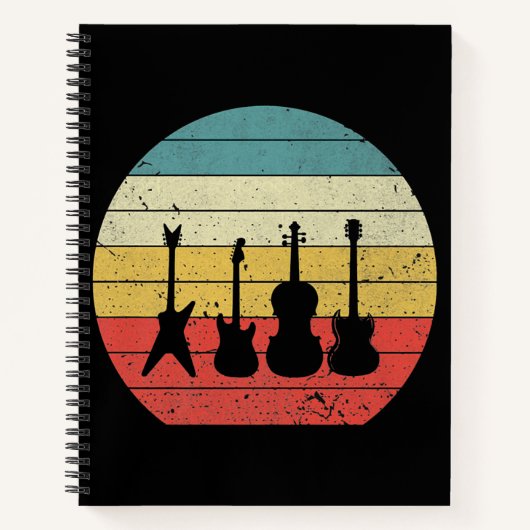 Guitar Retro Sunset Guitar Music Gift Notitieboek (Voorkant)