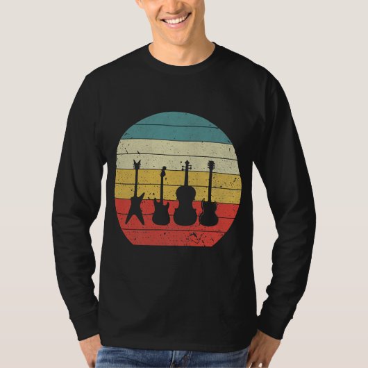 Guitar  Retro Sunset Guitar Music Gift T-shirt (Voorkant)