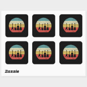 Guitar  Retro Sunset Guitar Music Gift Vierkante Sticker (Vel)