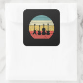 Guitar  Retro Sunset Guitar Music Gift Vierkante Sticker (Tas)
