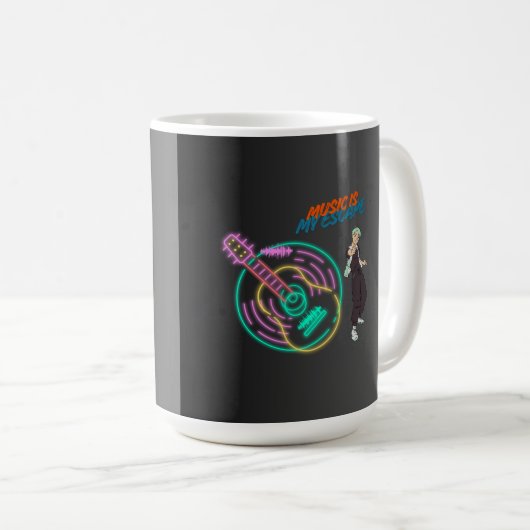 Guitar Rhythm Mug – Music Lover Anime Boy Design Koffiemok (Voorkant rechts)