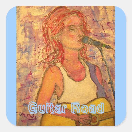 Guitar Road Vierkante Sticker (Voorkant)