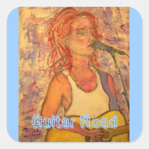Guitar Road Vierkante Sticker