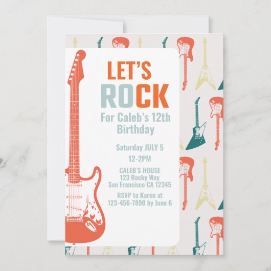 Guitar Rock en Roll Music Rockstar Birthday Kaart (Voorkant)