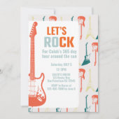 Guitar Rock en Roll Music Rockstar First Birthday Kaart (Voorkant)