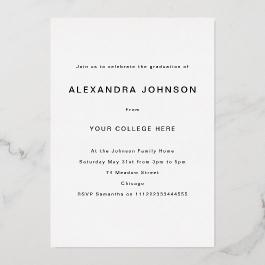 Guitar Rock Music Graduation Party Zwart en Goud Folie Uitnodiging (Achterkant)