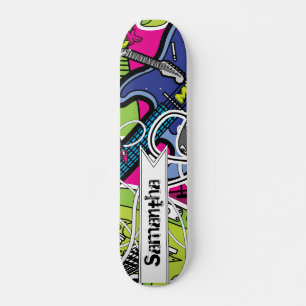 Guitar Rock Music Star Old School Skateboard