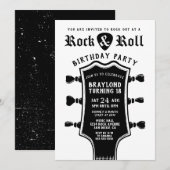 Guitar Rock N Roll Birthday Invitation Kaart (Voorkant / Achterkant)