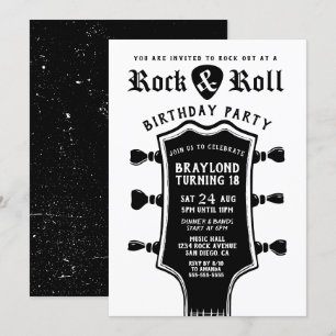 Guitar Rock N Roll Birthday Invitation Kaart