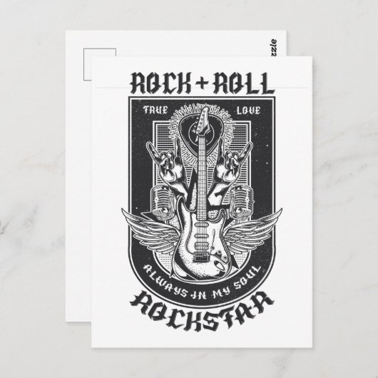 Guitar Rock-ontwerp Briefkaart (Voorkant / Achterkant)