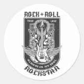 Guitar Rock-ontwerp Ronde Sticker (Voorkant)