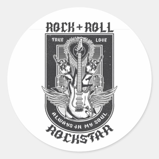 Guitar Rock-ontwerp Ronde Sticker (Voorkant)