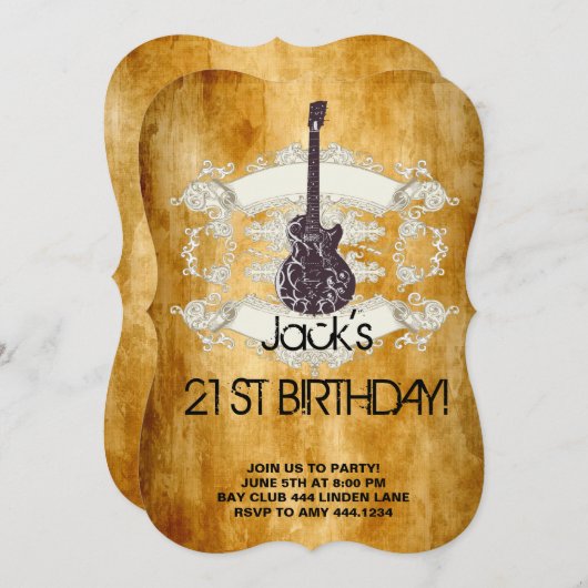  Guitar Rock Star 21st Birthday Kaart (Voorkant / Achterkant)