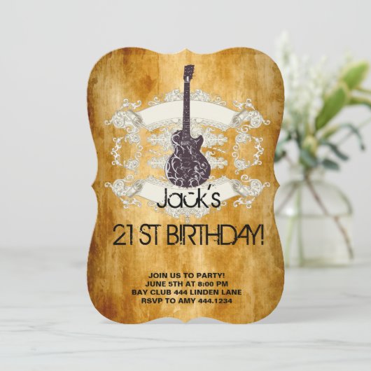  Guitar Rock Star 21st Birthday Kaart (Staand voorkant)