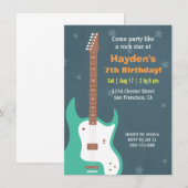 Guitar Rock Star Boys Verjaardagsfeestje Uitnodigi Kaart (Voorkant / Achterkant)