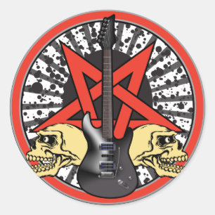 Guitar Rock Star Ronde Sticker