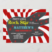 Guitar rock star-verjaardag kaart (Voorkant / Achterkant)