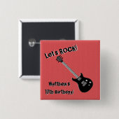 Guitar Rock Star Vierkante Button 5,1 Cm (Voorkant /achterkant)