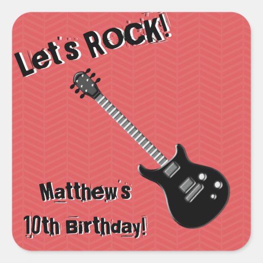 Guitar Rock Star Vierkante Sticker (Voorkant)