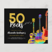 guitar rock - uitnodiging voor een 50e verjaardag flyer (Voorkant)