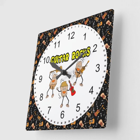 Guitar Rocks Vierkante Klok (Hoek)