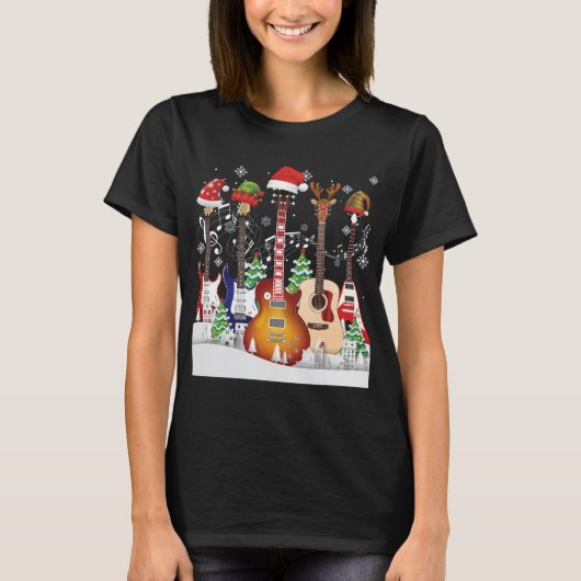Guitar Santa Hat Elf kerstboommuzikant Sweat T-shirt (Voorkant)