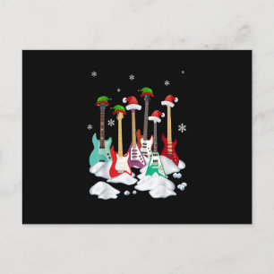 Guitar Santa Hat kerstboom Funny Music Loopt op Briefkaart