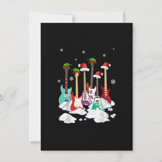 Guitar Santa Hat kerstboom Funny Music Loopt op  Kaart (Voorkant)