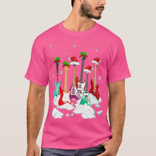 Guitar Santa Hat kerstboom Funny Music Loopt op T-shirt