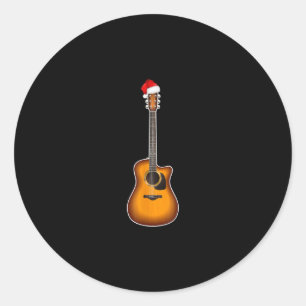 Guitar Santa Hat Kerstmis Pajama Decoraties Ronde Sticker