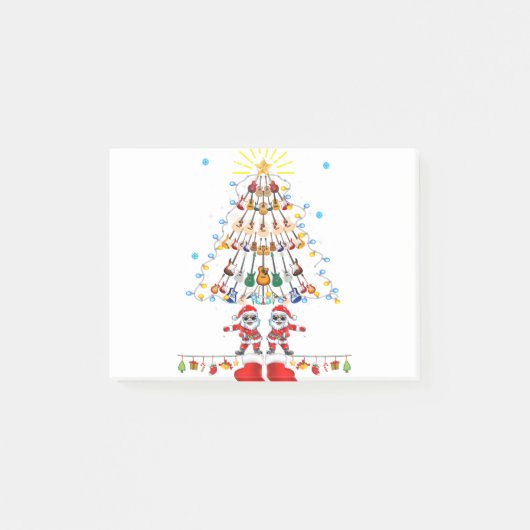 Guitar Santa kerstboom Funny Music Loopt op Post-it® Notes (Voorkant)