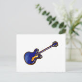 Guitar Semi Hollow Simple Blue Briefkaart (Staand voorkant)