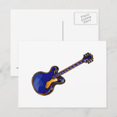 Guitar Semi Hollow Simple Blue Briefkaart (Voorkant / Achterkant)