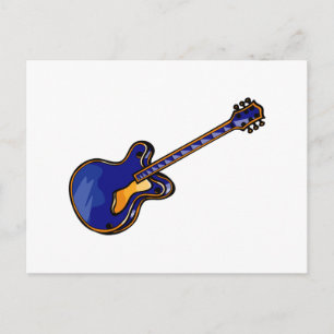 Guitar Semi Hollow Simple Blue Briefkaart