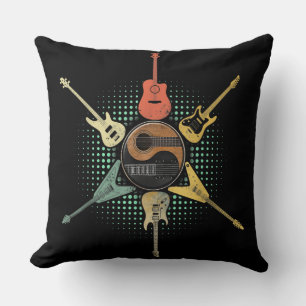 Guitar Shirt. Retrostijl, cadeau voor gitarist Kussen
