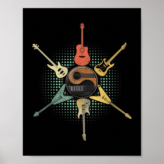 Guitar Shirt. Retrostijl, cadeau voor gitarist Poster (Voorkant)