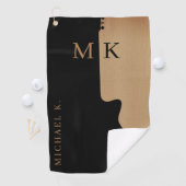 Guitar Silhouette Tan Wood Name Monogram  Golfhanddoek (Insitu)