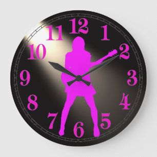 Guitar Siluhette voor ronde (Grote) wandklok