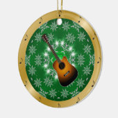 Guitar ~ Silver ~ Green ~ Gold ~ Kerstmis ~ Keramisch Ornament (Links)