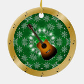 Guitar ~ Silver ~ Green ~ Gold ~ Kerstmis ~ Keramisch Ornament (Achterkant)